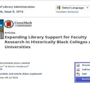 HBCU Library Alliance’s Article Published in Journal of Library Administration